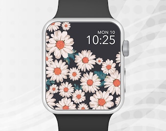 Apple Watch Wallpaper, White Flowers with Colored Center Apple Watch Face Design