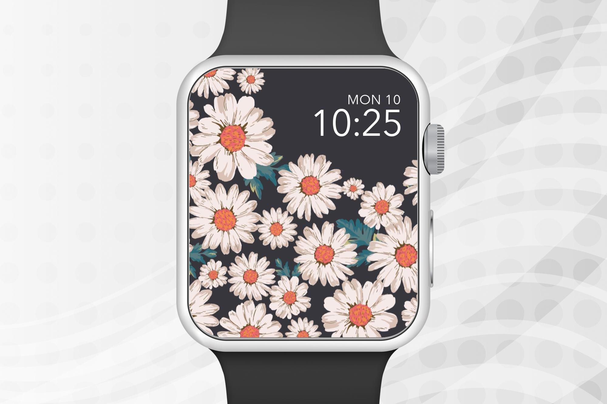 Apple Watch Wallpaper White Flowers With Colored Center Apple Etsy