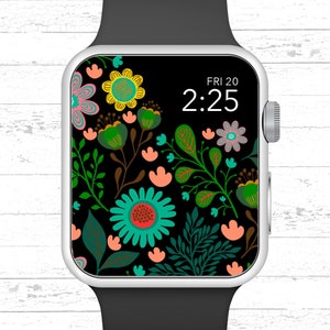 Apple Watch Wallpaper, Colorful Blooming Flower Art Apple Watch Face Design