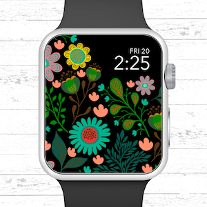 Apple Watch Wallpaper, Colorful Blooming Flower Art Apple Watch Face Design