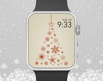 Apple Watch Wallpaper, Hanging Christmas Tree Ornament Made Of Snowflakes Apple Watch Face Design