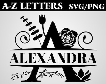 Split Monogram SVG/PNG, Creative Split Monogram Frame Alphabet, Fun Digital Downloads for Cricut, Silhouette, Glowforge