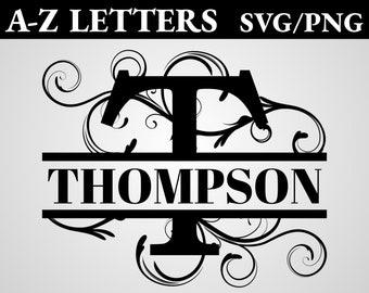 Split Monogram SVG/PNG, Creative Split Monogram Frame Alphabet, Fun Digital Downloads for Cricut, Silhouette, Glowforge