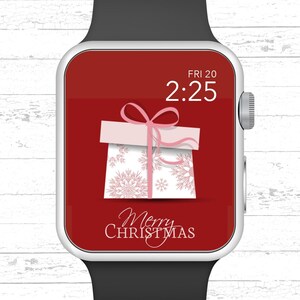 Apple Watch Wallpaper, Marry Christmas Present With Pink Bow Apple Watch Face Design