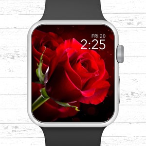 Apple Watch Wallpaper, Beautiful Red Rose Apple Watch Face Design