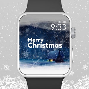 Apple Watch Wallpaper, Merry Christmas With Little Cottage Apple Watch Face Design