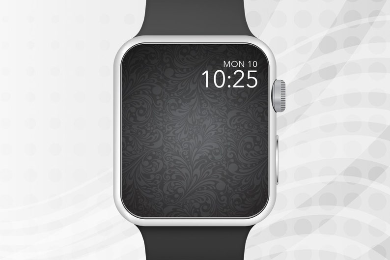 Apple Watch Wallpaper, Dark Gray Flower Pattern Art Apple Watch Face