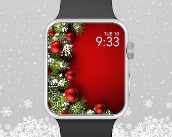 Apple Watch Wallpaper, Christmas Wreath With Ornaments Apple Watch Face Design