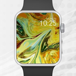 Apple Watch Wallpaper, Yellow/Gold Painted Swirl Art Apple Watch Face Design