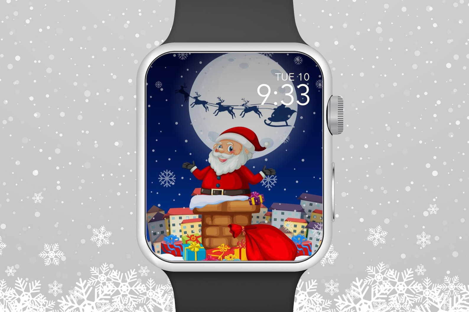 Apple Watch Wallpaper Santa on the Rooftop Apple Watch Face Etsy