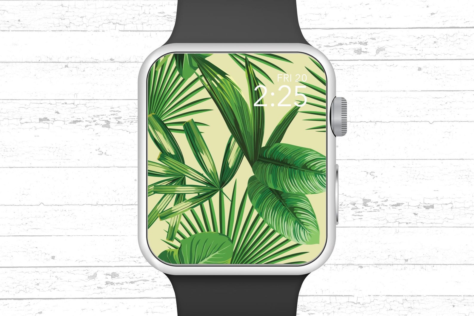 Apple Watch Wallpaper Green Palm Floral Pattern Apple Watch Etsy