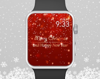 Tapeta na Apple Watch, Złoty Marry Christmas ze śniegiem Projekt tarczy Apple Watch