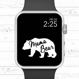 Apple Watch Wallpaper, Mama Bear Black Background Apple Watch Face Design