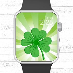 Apple Watch Wallpaper, Four Leaf Clover with Line Burst Background Apple Watch Face Design