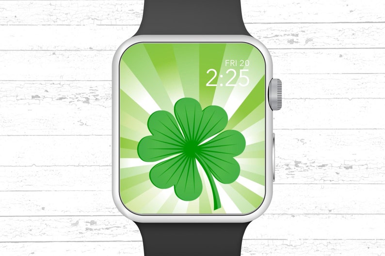 Apple Watch Wallpaper Four Leaf Clover With Line Burst Etsy