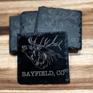 Rustic Elk Coaster, Cabin decor, Drinkware, Kitchen Essentials