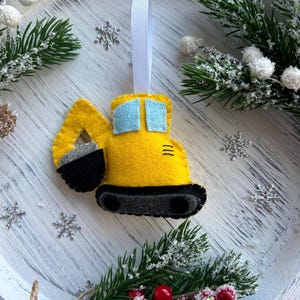Décoration d'arbre de Noël de véhicule de construction décoration de pelle jaune pour pelle d'arbre pour garçons ornement d'arbre personnalisé pour enfants 2024