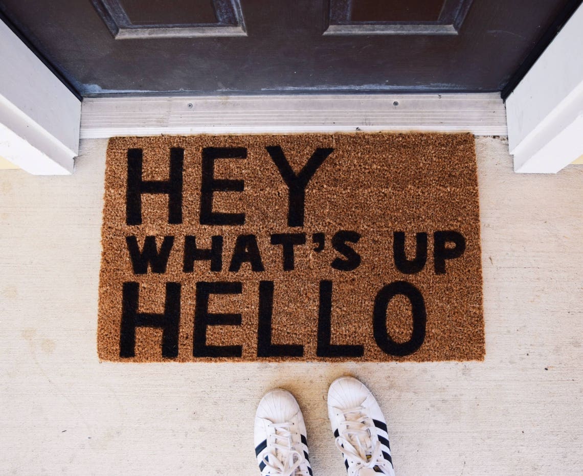 Hey What's up Hello Doormat Etsy