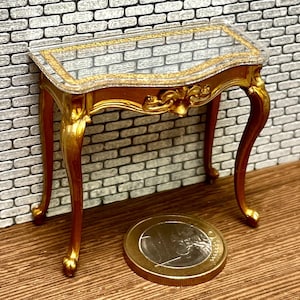 Espelho de mesa de consola vitoriano dourado em miniatura para casa de bonecas, escala 1:16 - Lundby