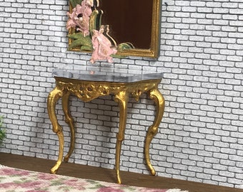 1:16 Dollhouse miniature Victorian gold console table Lundby scale