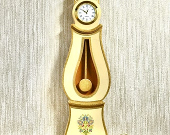 1:6 Dollhouse miniature Swedish Mora longcase quartz clock - various colors
