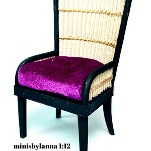 1:12 Dollhouse miniature armchair Art Deco rattan large various colors
