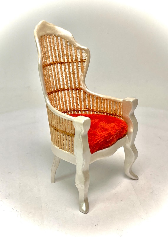 Chaise En Rotin Miniature Pour Maison De Poupée – Décoration De Chambre, Balcon Ou Scène, En Résine Détaillée