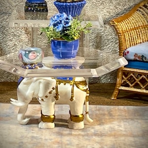 1:12 Puppenhaus Miniatur Elefant Couchtisch wie Porzellan Glaseffekt Oberfläche verschiedene Farben