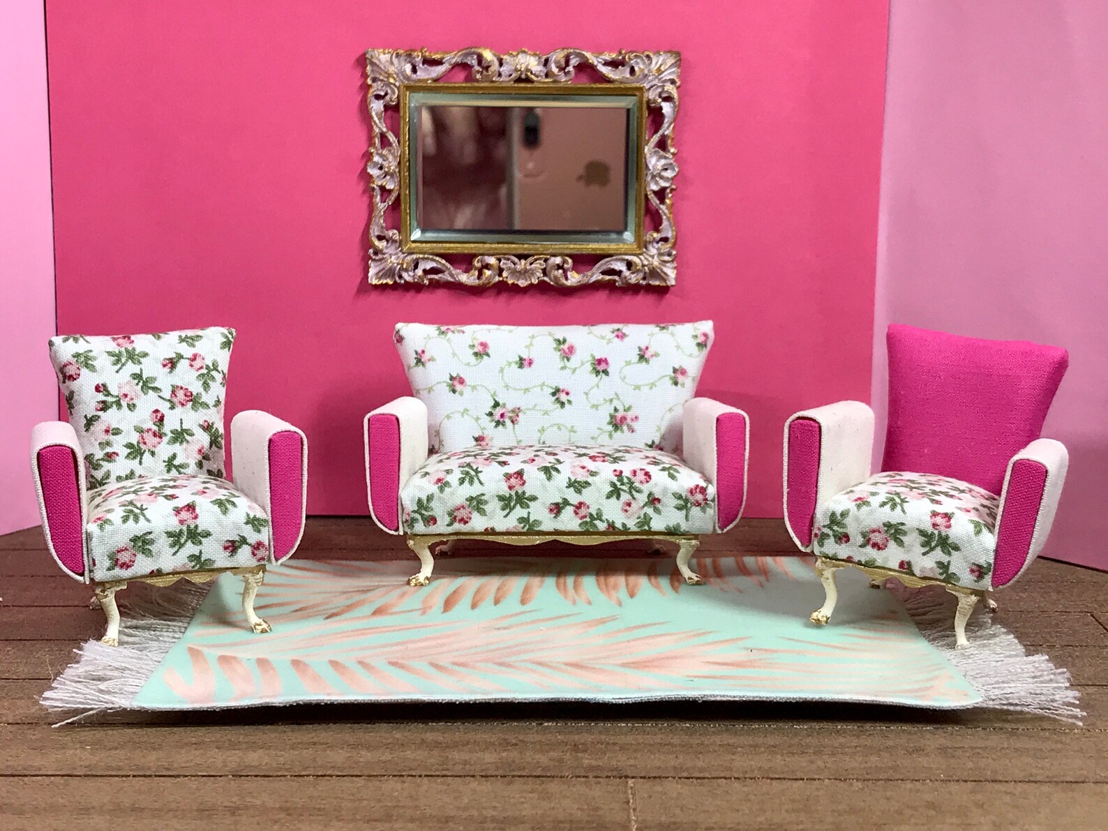 116 Dollhouse salon miniature ensemble canapé et fauteuils Etsy