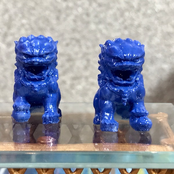 1:12 Dollhouse miniature Chinese guardian lions sculptures - pair