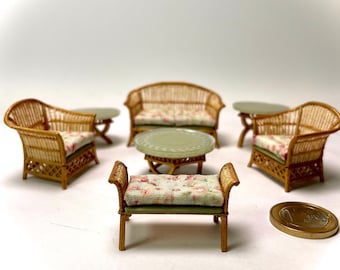 1:24 Dollhouse cane rattan Spring 24 furniture - Half Scale