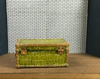 Lundby scale 1:16 Dollhouse hand painted travel luggage trunk chest Green