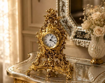 Antique French Limoges Metal Figural Mantel Clock – Roman Numerals