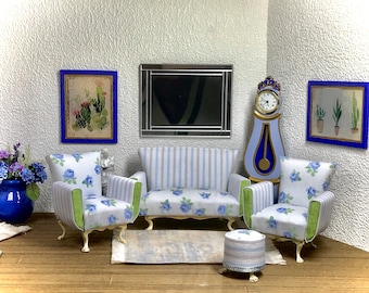 Poltrona JBM Chippendale Nera In Miniatura Scala 1:12 Per Casa Delle Bambole
