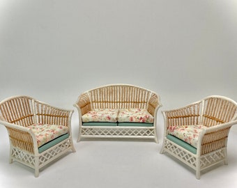 1:16 Dollhouse cane rattan pearl spring 24 furniture - Lundby