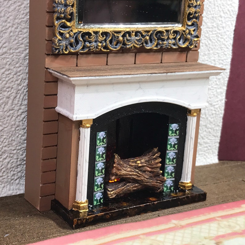 112 Dollhouse fireplace with realistic flickering lights fire Etsy