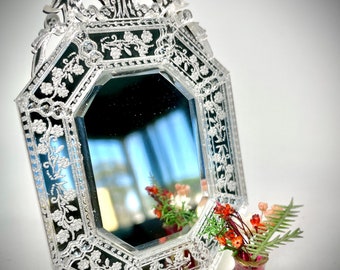 1:12 Dollhouse miniature Venetian classic large beveled wall mirror