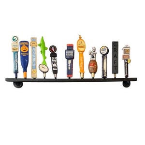 Beer Tap Handle Display Shelf – Wall Mount Metal Tap Rack – Bar Decor – Man Cave Beer Gift