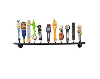 Beer Tap Handle Display Shelf – Wall Mount Metal Tap Rack – Bar Decor – Man Cave Beer Gift
