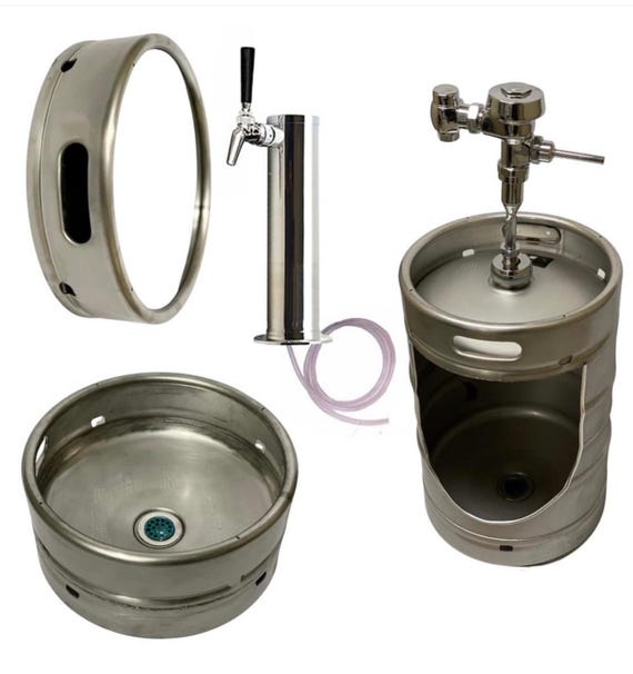 Full Keg Bathroom Package – Industrial Beer Keg Set (Urinal, Sink, Mirror & Faucet)