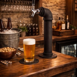 Industrial Black Pipe Beer Tap Tower – Handmade  beer Draft Tower for Home Bar, Kegerator or Man Cave , single , double, triple.,