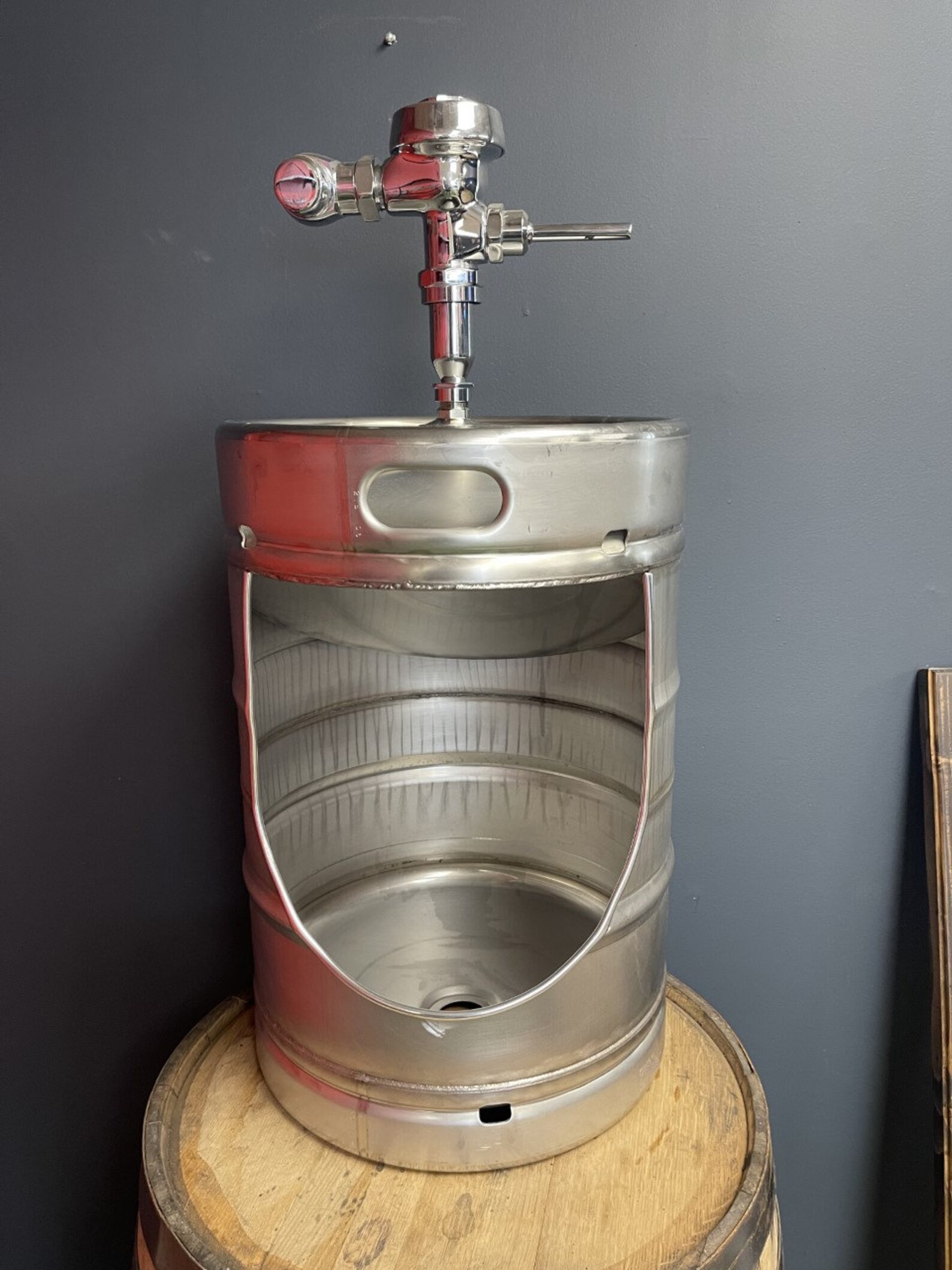 1/2 BBL Stainless Steel Keg Urinal With Flusher Etsy