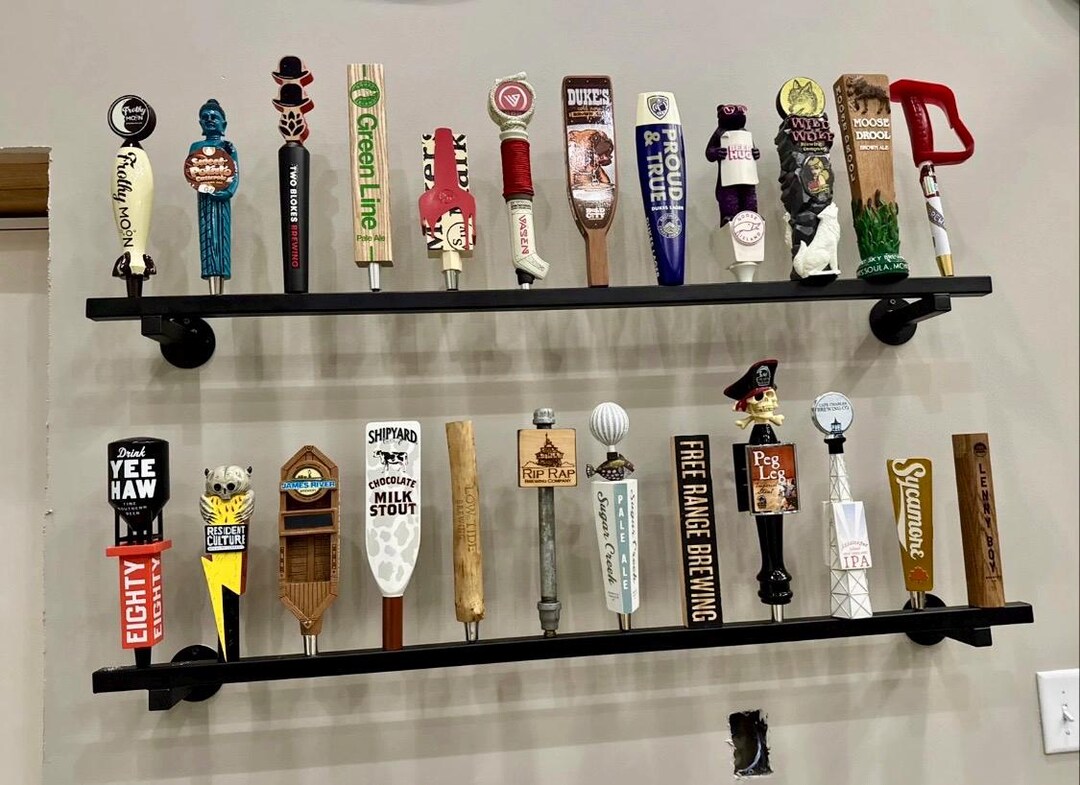 Beer Tap Handle Display Shelf – Wall Mount Metal Tap Rack – Bar Decor ...