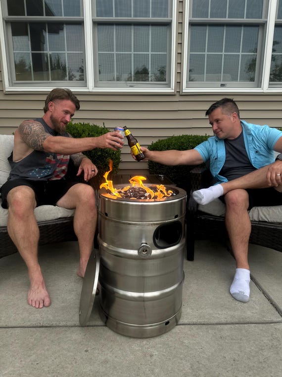 Beer Keg Propane Fire Pit, Stainless Steel, Patio Backyard Decor