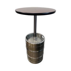Beer Keg Bar Table – Stainless Steel Keg Base with Wood Top, Industrial Brewery & Man Cave Furniture