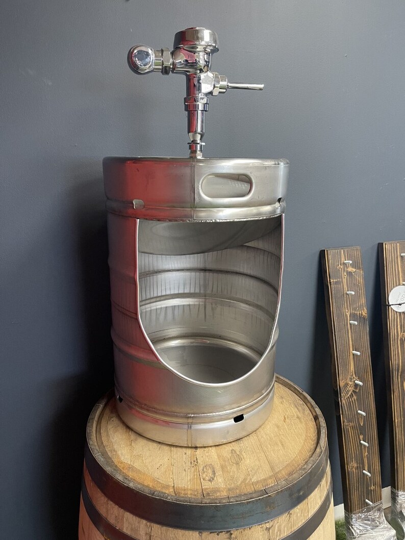 1/2 BBL Stainless Steel Keg Urinal With Flusher Etsy