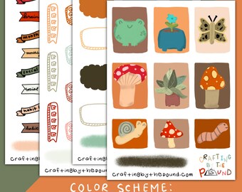 Milton’s Oasis Journal Sticker Kit | sticker kit cute, sticker kit journal, sticker kit planner, frog sticker sheet, mushroom sticker sheet