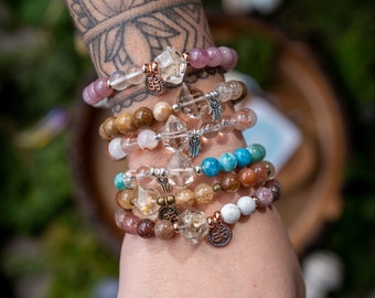 Best Friend Bracelet | Herkimer Diamond | gift for her | yoga gift | stackable | best friend gift | Mala Beads | healing crystal gift