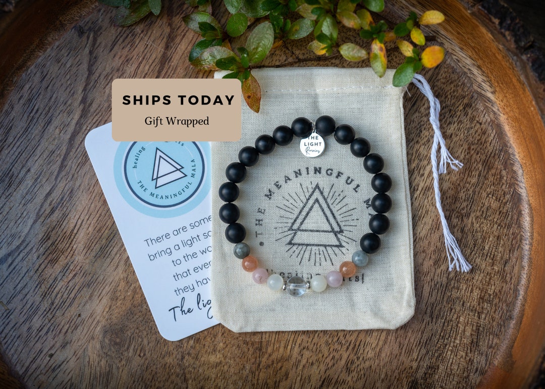 Grief Gift Healing Grief With Strength Bracelet Rose Quartz Hawkeye