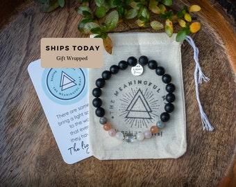 Grief Gift | Healing Grief with Strength Bracelet | Rose Quartz Hawkeye Moonstone Sunstone Quartz | Loss of parent | Sympathy  | Bereavement